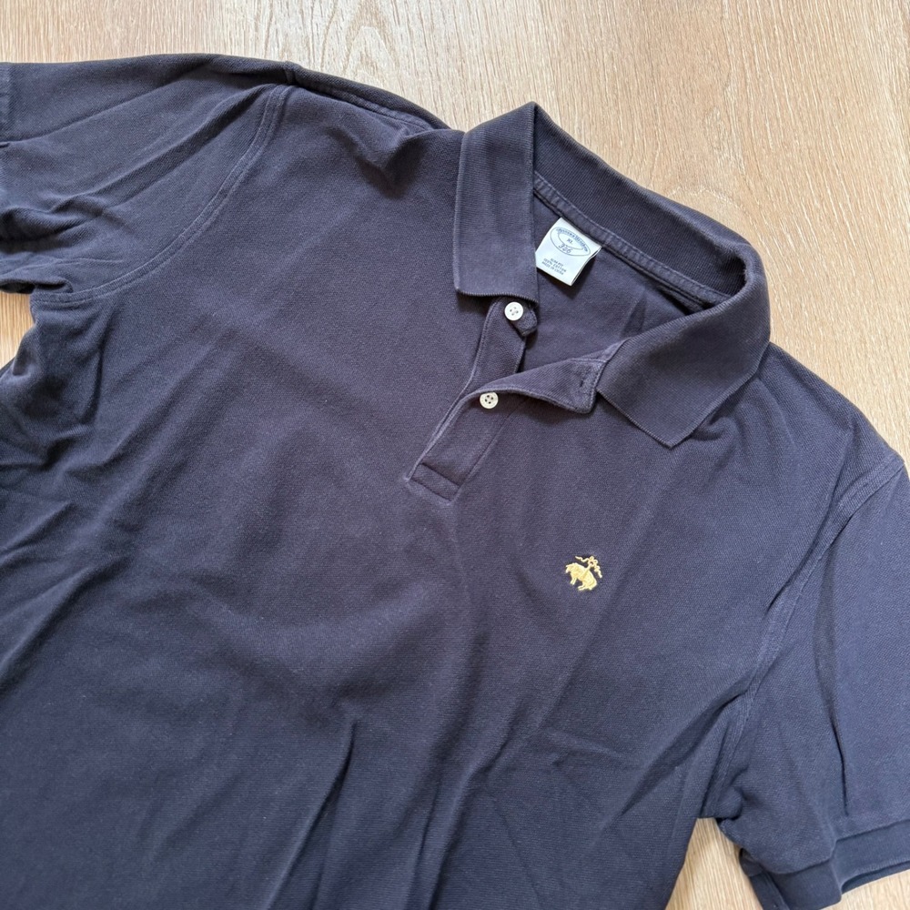 Brooks Brothers 346 Polo Shirt Mens XL Navy Blue Slim Fit Cotton Short Sleeve